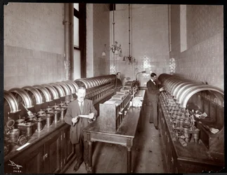 Men Sending Mail Out from a Pneumatic Tube Transport Room at the Metropolitan Life Insurance Co. at 23rd Street and Madison Avenue, New York, 1907